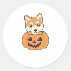 Shiba Inu in Pumpkin Sweet Hunde glückliche Hallow Runder Aufkleber