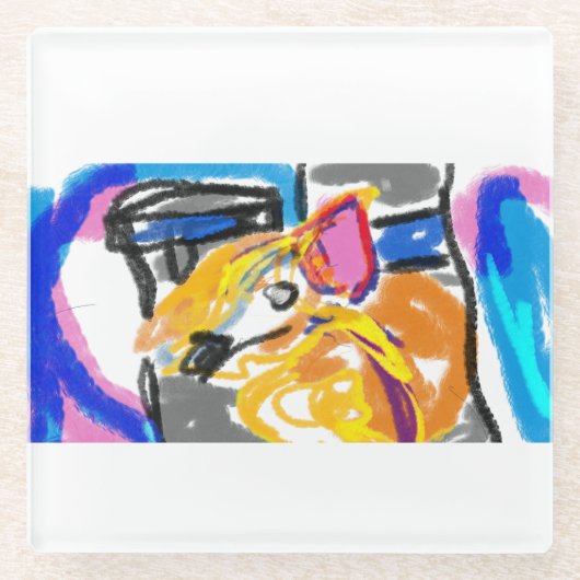 Shiba Inu in Stadt Glasuntersetzer (Vorderseite)