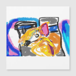 Shiba Inu in Stadt Magnetkarte