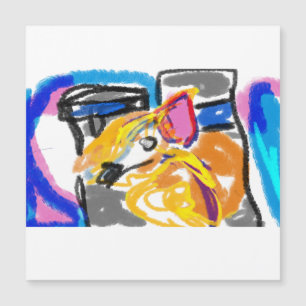 Shiba Inu in Stadt Magnetkarte