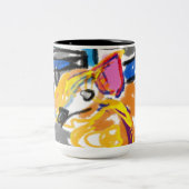 Shiba Inu in Stadt Zweifarbige Tasse (Mittel)