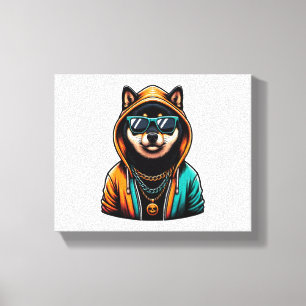 Shiba Inu in Streetwear Hoodie Leinwanddruck