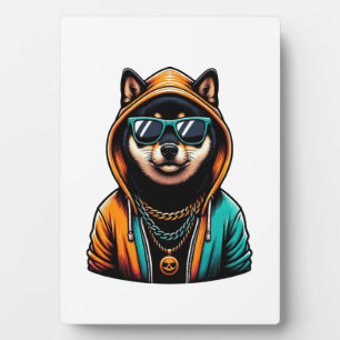 Shiba Inu in Streetwear-Kapuzenpullover Fotoplatte