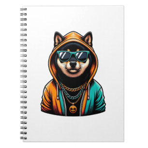 Shiba Inu in Streetwear Kapuzenpullover Notizblock