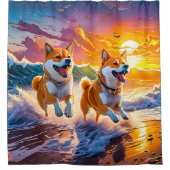 Shiba Inu in Waves Design spielen : Rich AMeN Gill Duschvorhang (Vorderseite)
