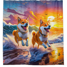 Shiba Inu in Waves Design spielen : Rich AMeN Gill Duschvorhang