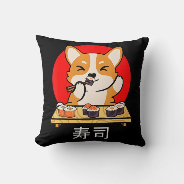 Shiba Inu isst Sushi Kawaii Neko Geschenk Anime Kissen (Vorderseite)