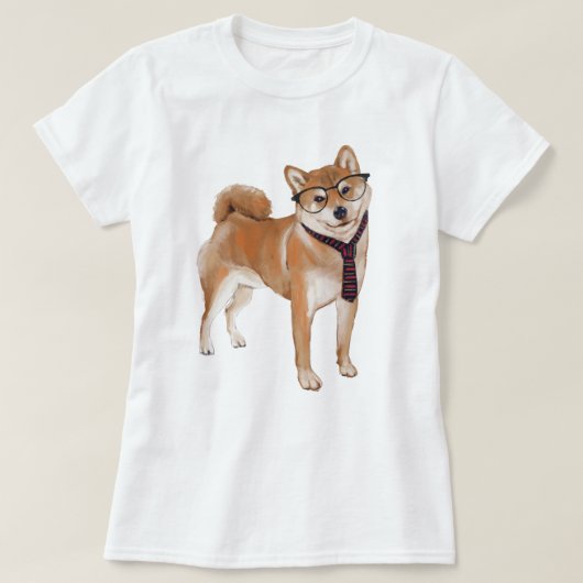 Shiba Inu Japanischer Hund handgemalt T-Shirt (Design vorne)