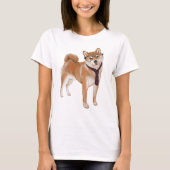 Shiba Inu Japanischer Hund handgemalt T-Shirt (Vorderseite)