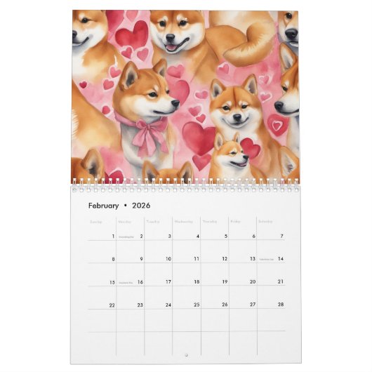 Shiba Inu jedes Jahr Kalender (Feb 2026)