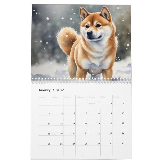 Shiba Inu jedes Jahr Kalender (Jan 2026)
