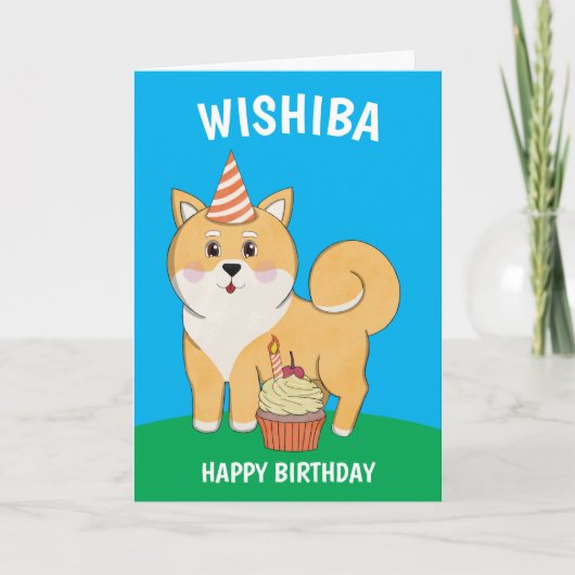 Shiba Inu Kawaii Birthday Karte (Vorderseite)