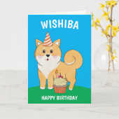 Shiba Inu Kawaii Birthday Karte (Gelbe Blume)