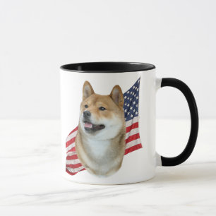 Shiba Inu Kopf mit amerikanischer Flagge Tasse