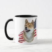 Shiba Inu Kopf mit amerikanischer Flagge Tasse (Links)