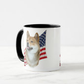 Shiba Inu Kopf mit amerikanischer Flagge Tasse (Vorderseite Links)