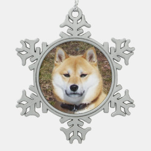 Shiba Inu-Kumako Schneeflocken Zinn-Ornament
