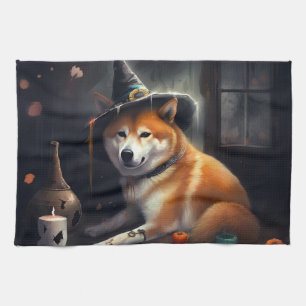 Shiba Inu Kürbisse Halloween Gruselig Geschirrtuch