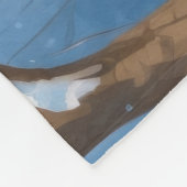 Shiba Inu läuft im Schnee mit Weihnachtsmütze Fleecedecke (Ecke)