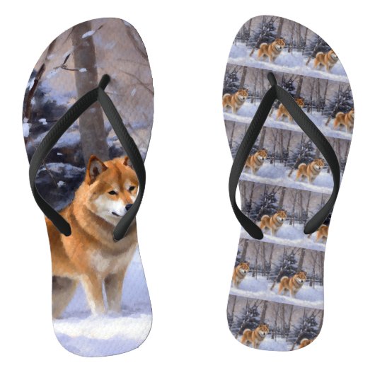 Shiba Inu Let It Schnee Weihnachten Badesandalen (Fußbett)