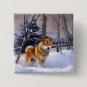 Shiba Inu Let It Schnee Weihnachten Button (Vorderseite)
