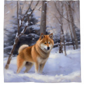 Shiba Inu Let It Schnee Weihnachten Duschvorhang (Vorderseite)