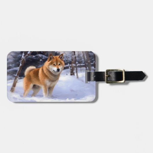 Shiba Inu Let It Schnee Weihnachten Gepäckanhänger (Vorderseite horizontal)