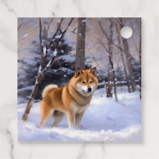 Shiba Inu Let It Schnee Weihnachten Geschenkanhänger (Rückseite)