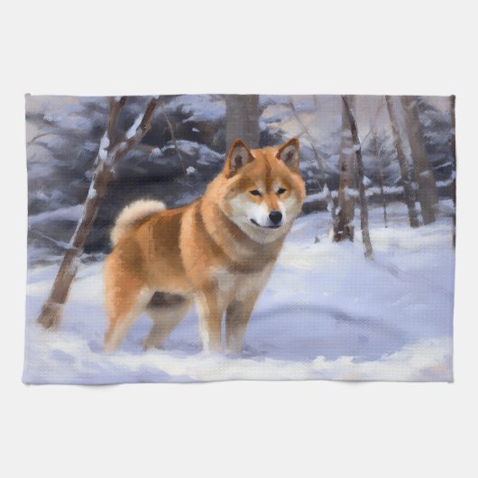 Shiba Inu Let It Schnee Weihnachten Geschirrtuch (Horizontal)
