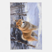 Shiba Inu Let It Schnee Weihnachten Geschirrtuch (Vertikal)