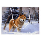 Shiba Inu Let It Schnee Weihnachten Große Geschenktüte (Rückseite)