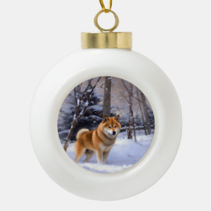 Shiba Inu Let It Schnee Weihnachten Keramik Kugel-Ornament