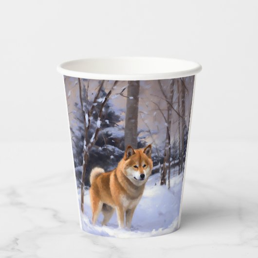 Shiba Inu Let It Schnee Weihnachten Pappbecher (Rückseite)