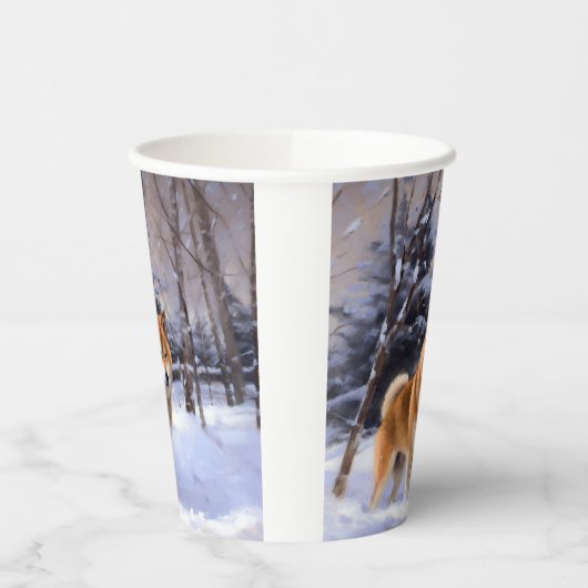 Shiba Inu Let It Schnee Weihnachten Pappbecher (Links)