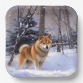 Shiba Inu Let It Schnee Weihnachten Pappteller (Vorderseite)