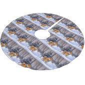Shiba Inu Let It Schnee Weihnachten Polyester Weihnachtsbaumdecke (Schrägansicht)