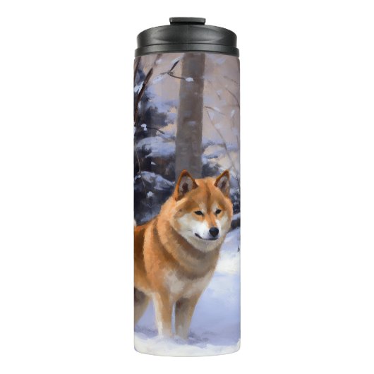 Shiba Inu Let It Schnee Weihnachten Thermosbecher (Vorderseite)