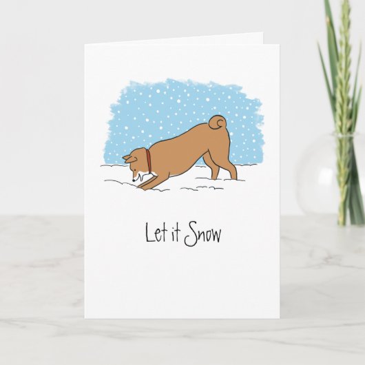Shiba Inu Let It Snow - Happy Hund Weihnachten Wei (Vorderseite)