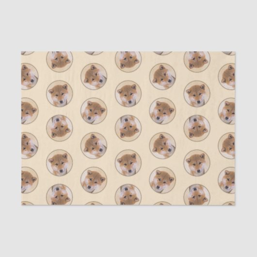 Shiba Inu Malerei Rotes Niedliches Original Hausti Seidenpapier (Vorderseite)