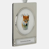 Shiba Inu Mama 2 Banner-Ornament Silber (Rechts)