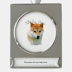 Shiba Inu Mama 2 Banner-Ornament Silber
