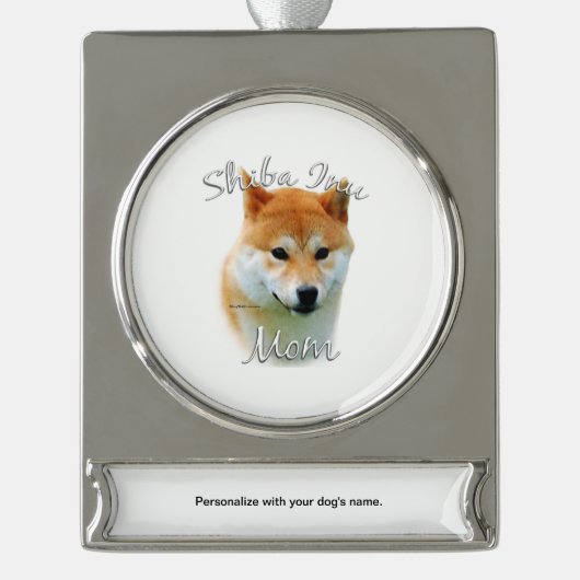 Shiba Inu Mama 2 Banner-Ornament Silber (Vorderseite)
