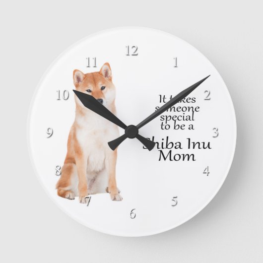 Shiba Inu Mama Clock Runde Wanduhr (Vorderseite)