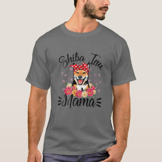 Shiba Inu Mama Florals Niedlich Hunde Mama Muttert T-Shirt
