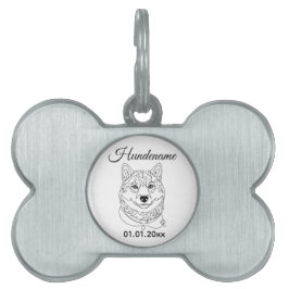 Shiba Inu Minimalist Line Art Personalized Tag Tiermarke