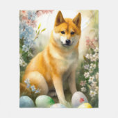 Shiba Inu mit Ostereiern Urlaub Fleecedecke (Vorderseite)