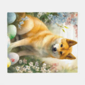 Shiba Inu mit Ostereiern Urlaub Fleecedecke (Vorderseite (Horizontal))