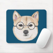 Shiba Inu mit übergroßen runden gerahmten Gläsern Mousepad (Mit Mouse)