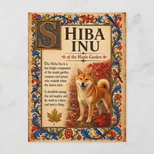 Shiba Inu, mittelalterliche Bestiarien-Kunst Postkarte