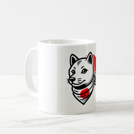 Shiba Inu Mug with Japanese Flag Scarf Kaffeetasse (Vorderseite Links)